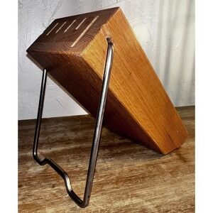 CUTCO 5 Slot Space Saver Wooden Knife Block Honey Oak Finish Made In USA